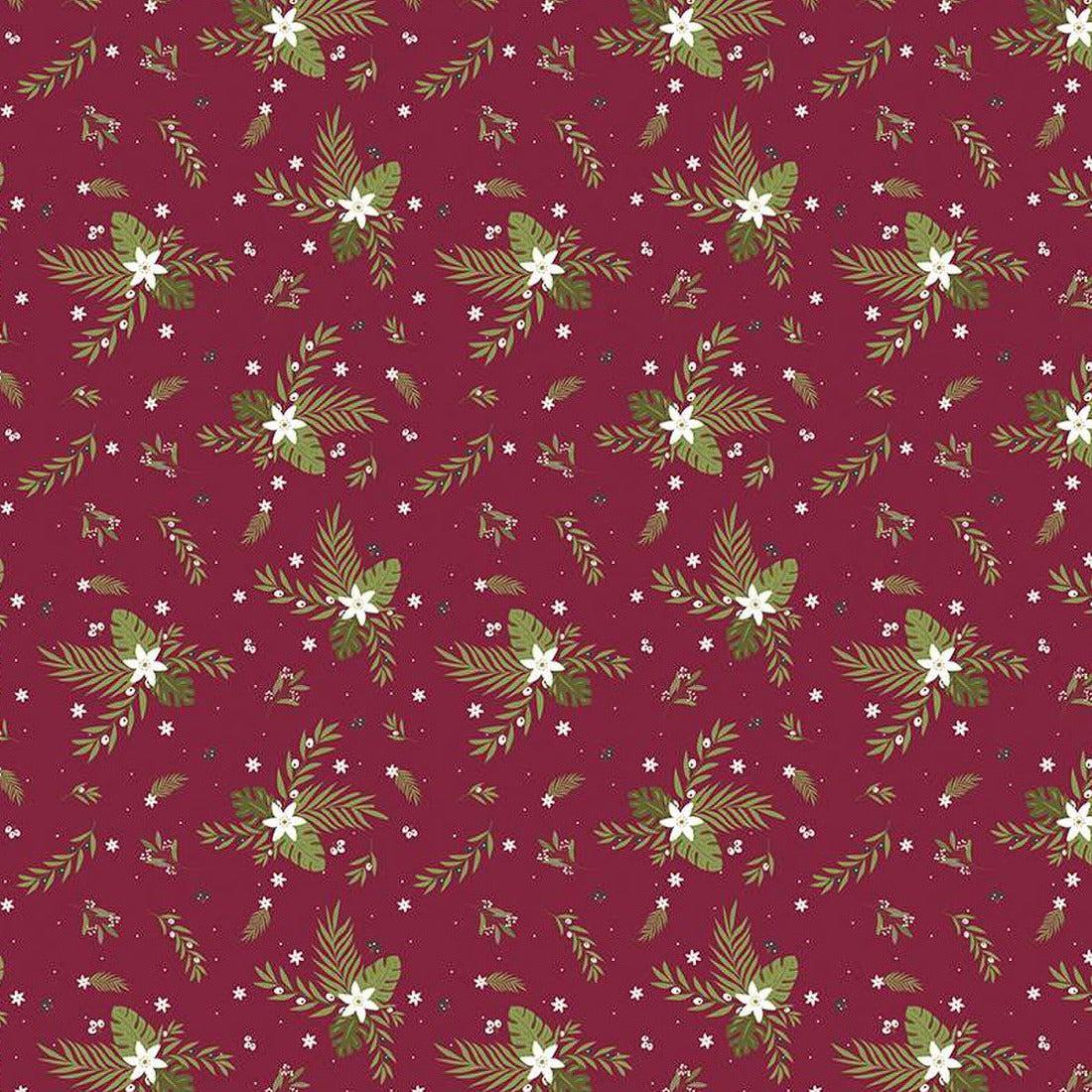 Silent Night Berry Branch Sparkle Fabric-Riley Blake Fabrics-My Favorite Quilt Store