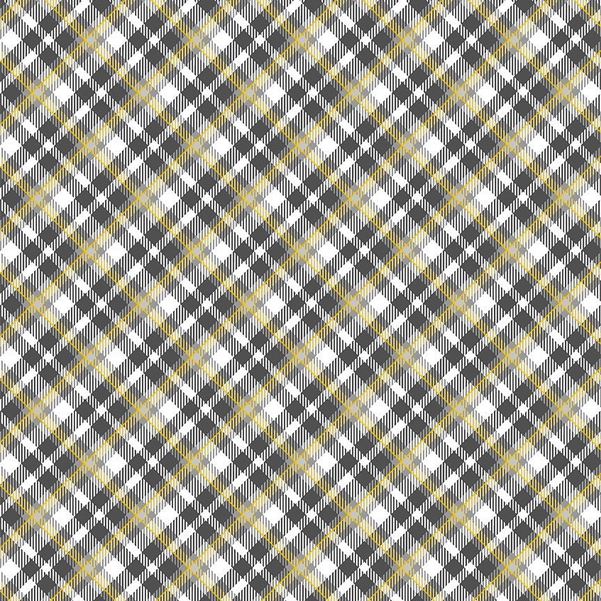 Silver & Gold Grey Holiday Plaid Fabric