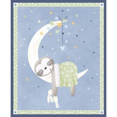 Sleepy Sloth Blue Sleeping Sloth Panel 36" Panel-P & B Textiles-My Favorite Quilt Store