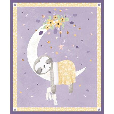 Sleepy Sloth Purple Sleeping Sloth Panel-P & B Textiles-My Favorite Quilt Store