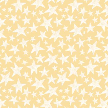 Sleepy Sloth Yellow Scribble Stars Fabric-P & B Textiles-My Favorite Quilt Store