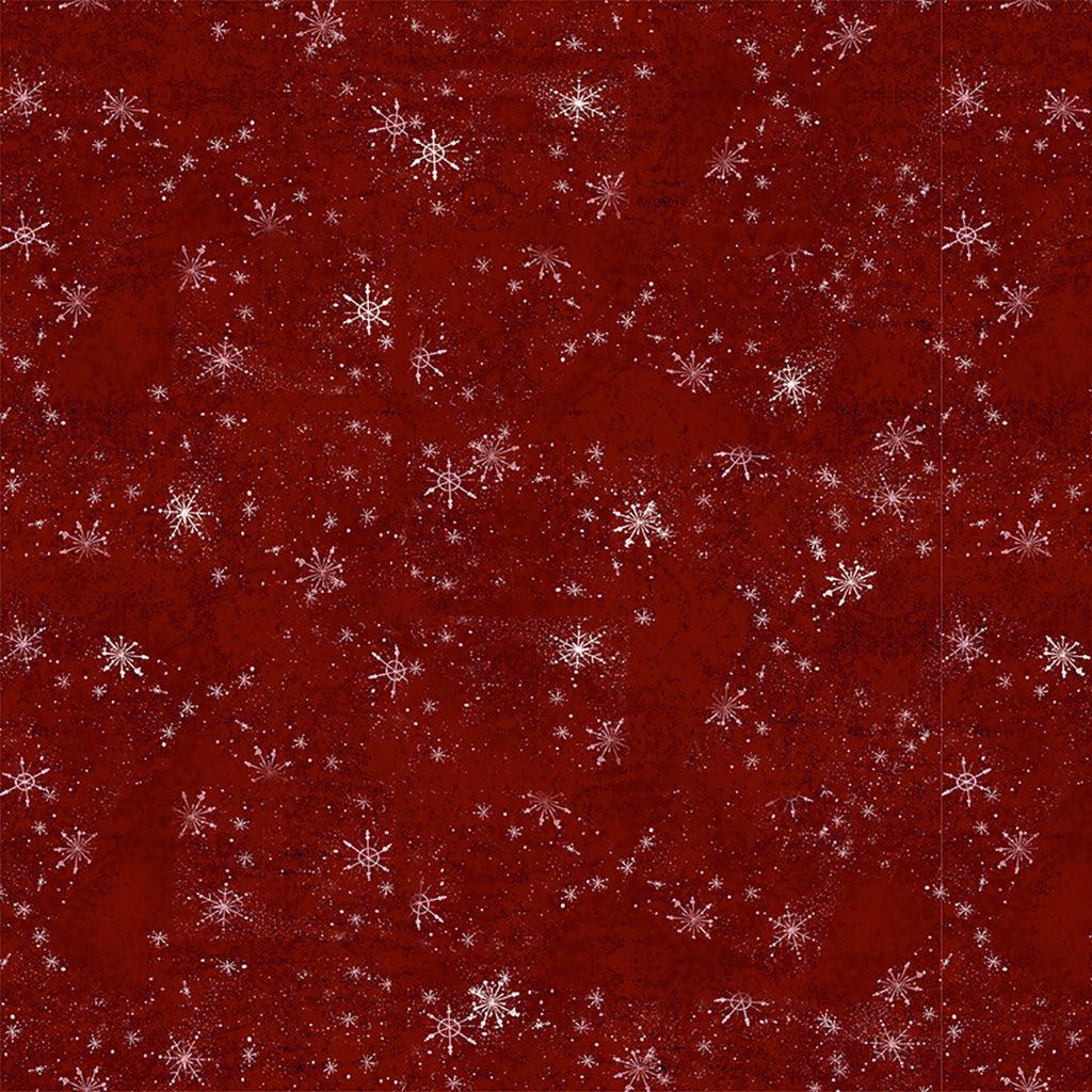 Snovalley Dark Red Snowflakes Digital Fabric