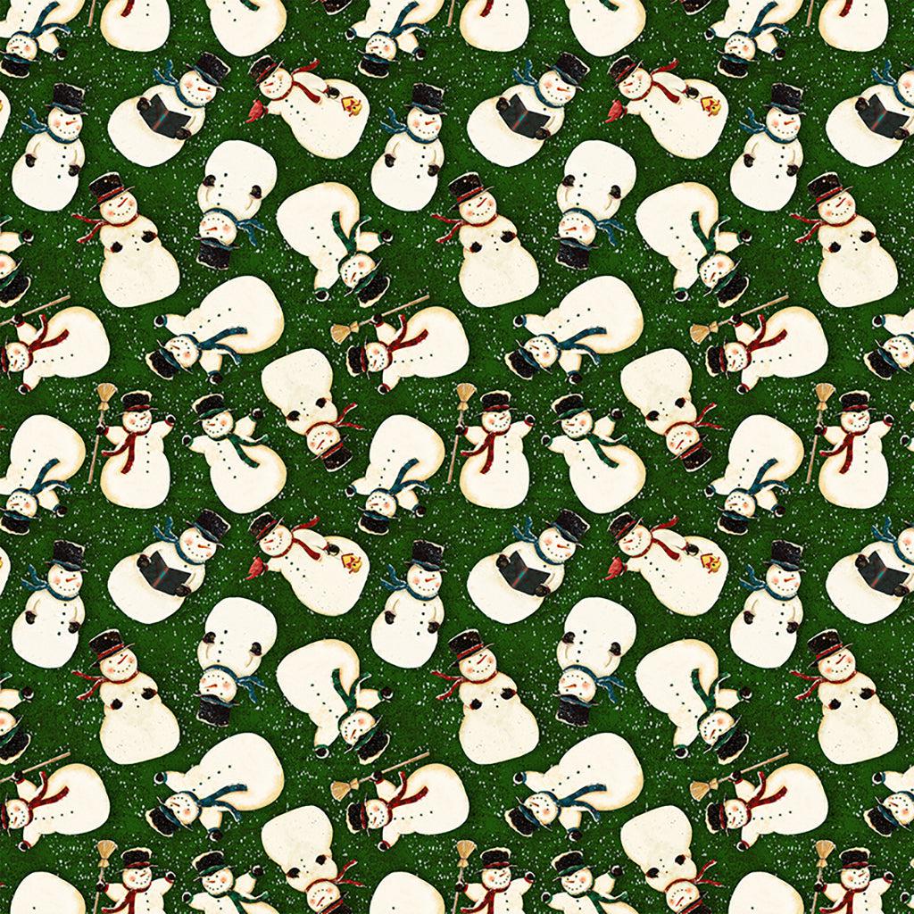 Snovalley Forest Tossed Snowmen Digital Fabric