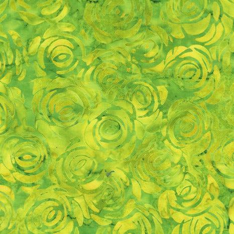 Soft Spring Rosebush Green Floral Batik Fabric-Anthology Fabrics-My Favorite Quilt Store