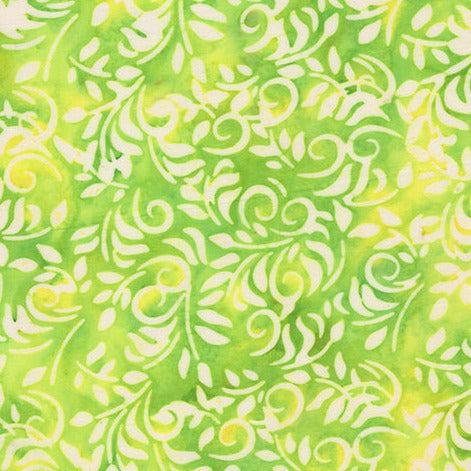 Soft Spring Vines Lime Batik Fabric