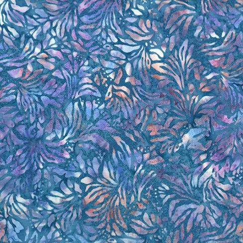 Soft and Sweet Cerulean Leaves Batik Fabric-Hoffman Fabrics-My Favorite Quilt Store