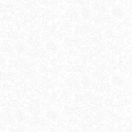 Solitaire Ultra White Floral Fabric