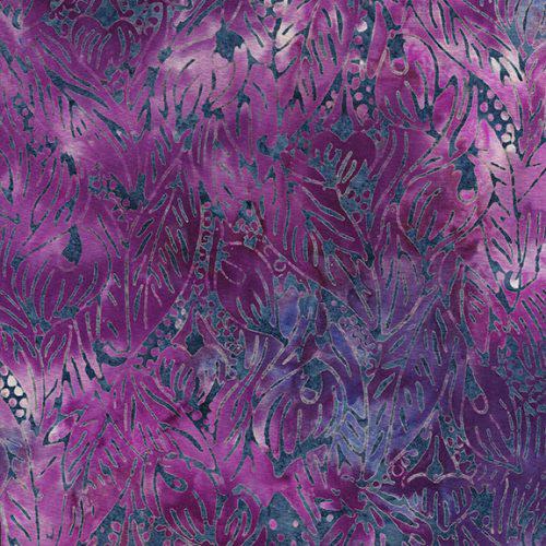 Leaf Batik Clearance Fabric by the Yard Choose Blue or Purple Batik Fabric  IS14T-HH1 