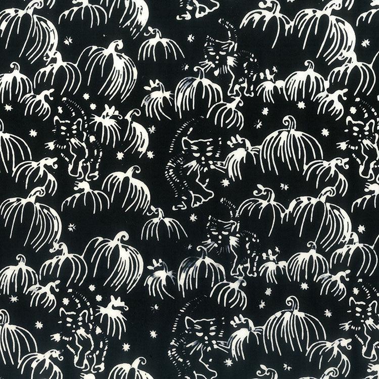Spooky Black Pumpkin Patch Fabric