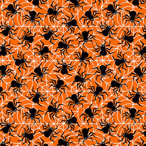 Spooky Friends Spiders Orange Fabric