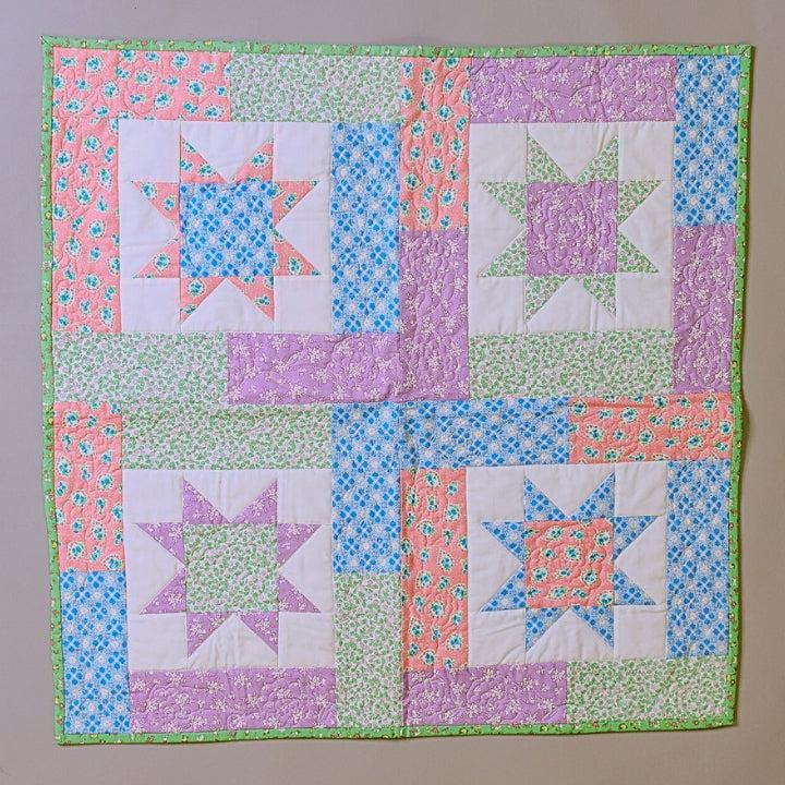 Spring Fling Star Quilted Table Topper - Fully Finished Quilt