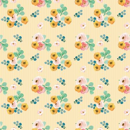 Spring Gardens Beehive Bouquets Fabric