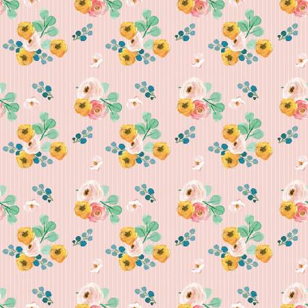 Spring Gardens Pink Bouquets Fabric