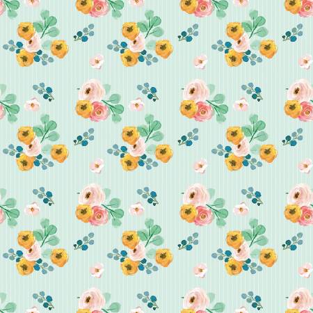 Spring Gardens Sky Bouquets Fabric