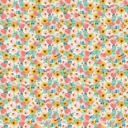 Spring Gardens Sky Floral Fabric-Riley Blake Fabrics-My Favorite Quilt Store