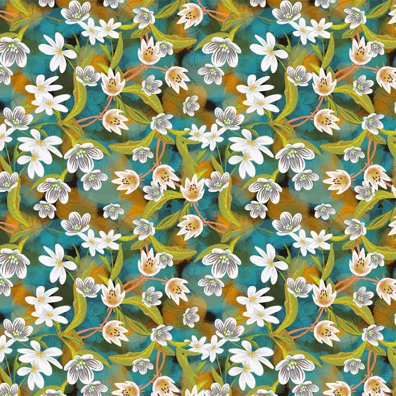 Spring in Northwoods Multi Allover Textured Flowers Fabric – End of Bolt – 11″ × 44/45″