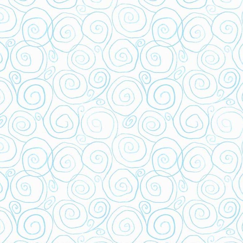 Spring in Northwoods White Blue Swirls Fabric-P & B Textiles-My Favorite Quilt Store