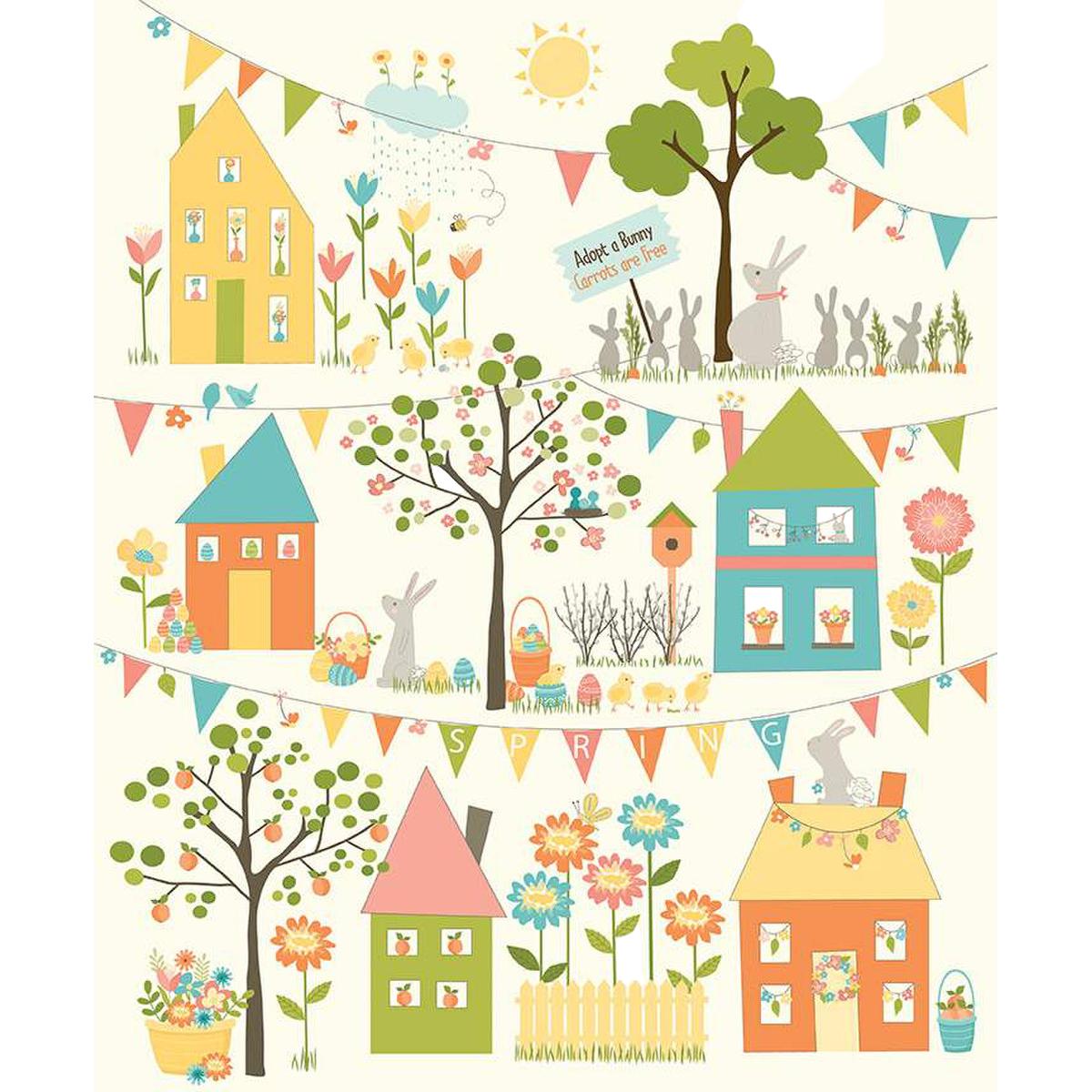 Spring's in Town Cream 36" Panel