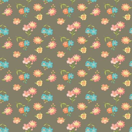 Spring's in Town Pewter Floral Fabric-Riley Blake Fabrics-My Favorite Quilt Store