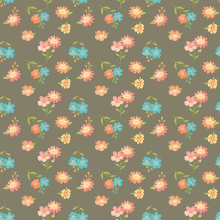 Spring's in Town Pewter Floral Fabric
