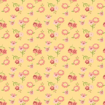 Spring's in Town Yellow Floral Fabric-Riley Blake Fabrics-My Favorite Quilt Store