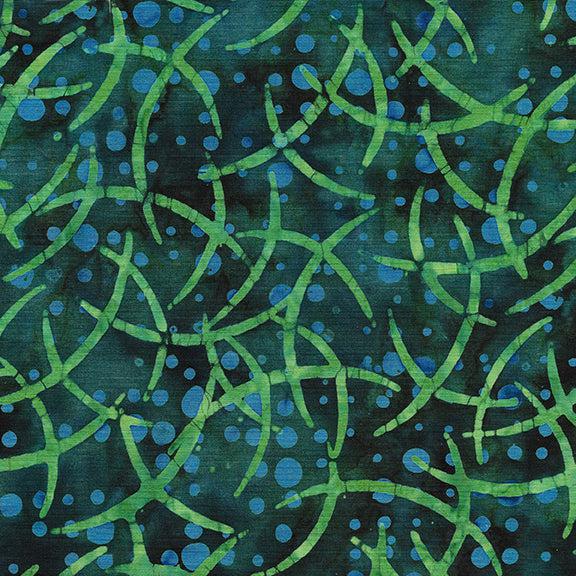 Squiggles Dots & Lines Multi Teal Bridgewater Wisps Batik Fabric
