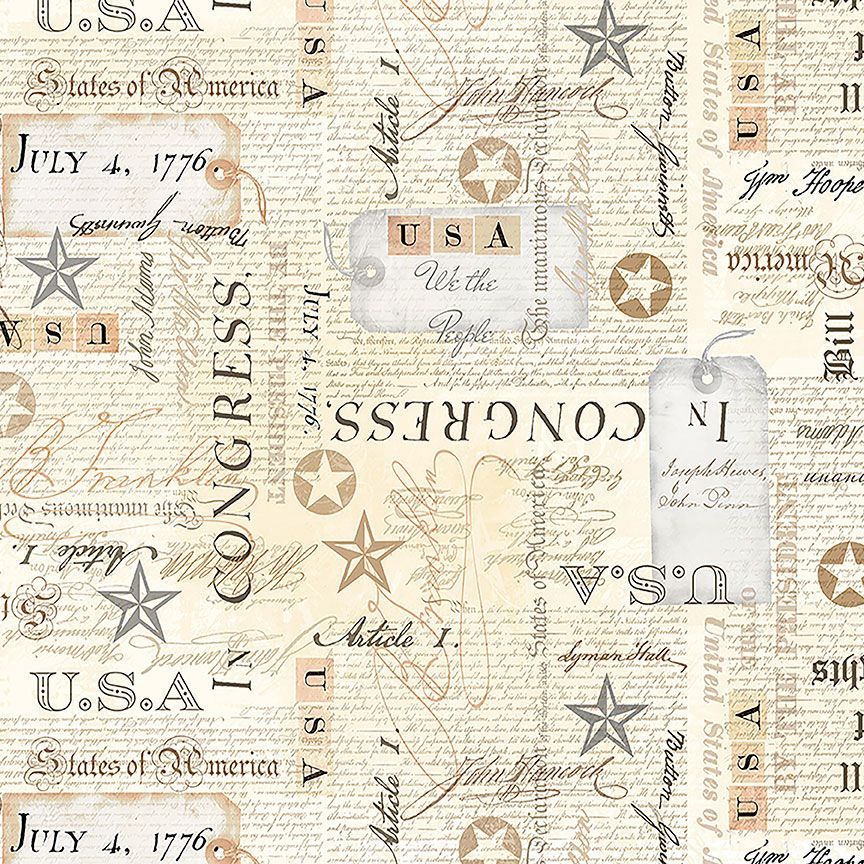 Star Spangled Natural USA Bill of Rights Fabric-Timeless Treasures-My Favorite Quilt Store