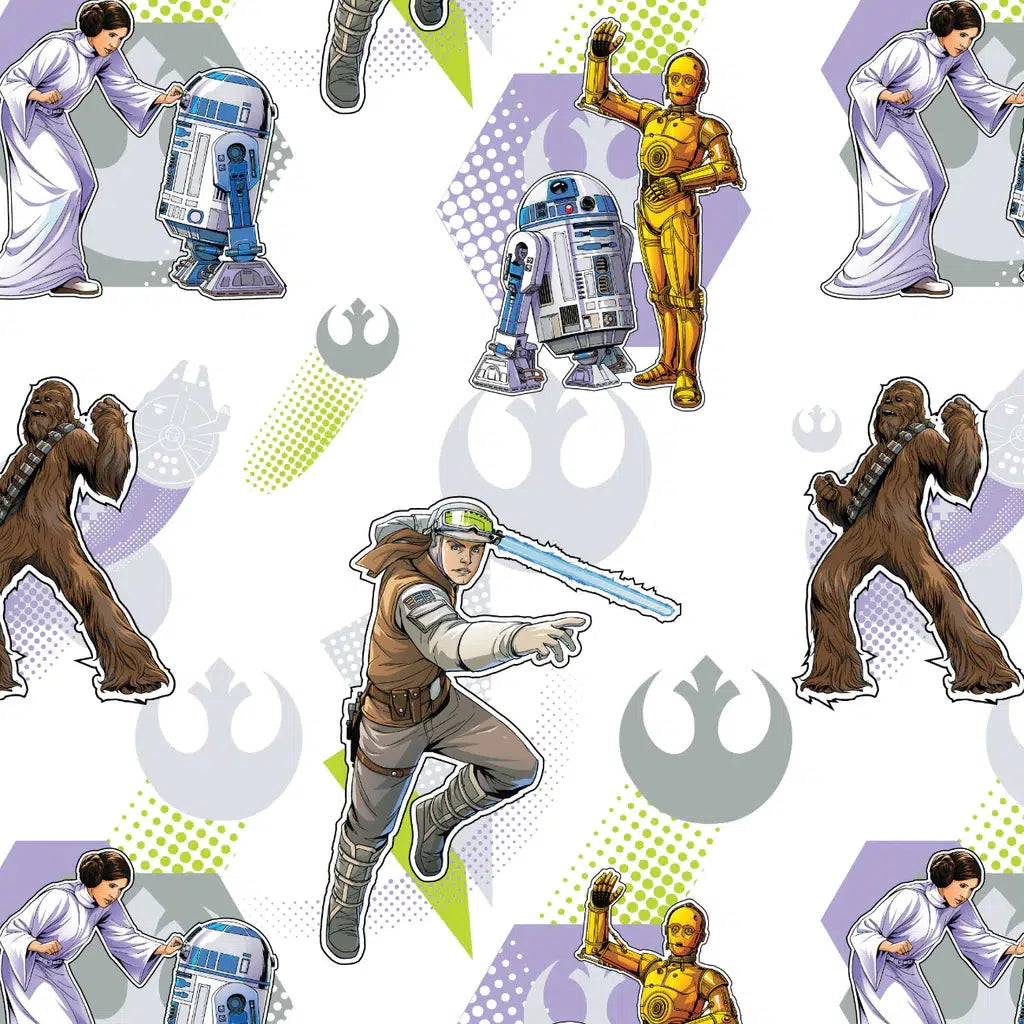 Star Wars Classics White Rebel Action Fabric