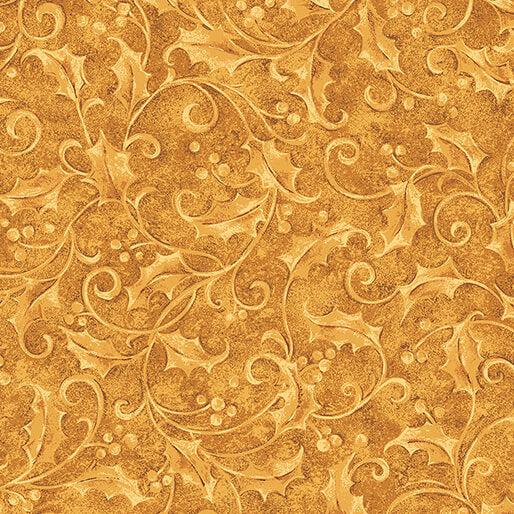 Star of Wonder, Star of Light Gold Holly Fabric