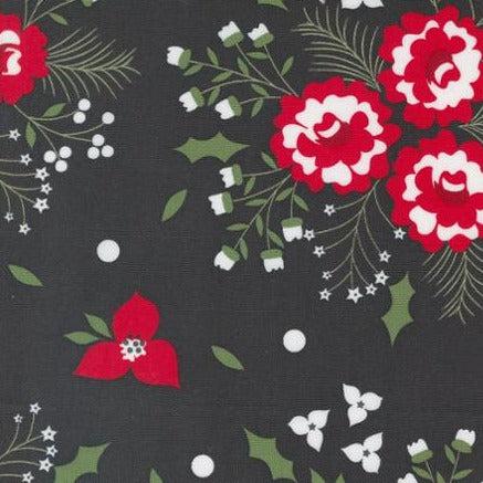 Starberry Charcoal Holiday Rose Florals Fabric