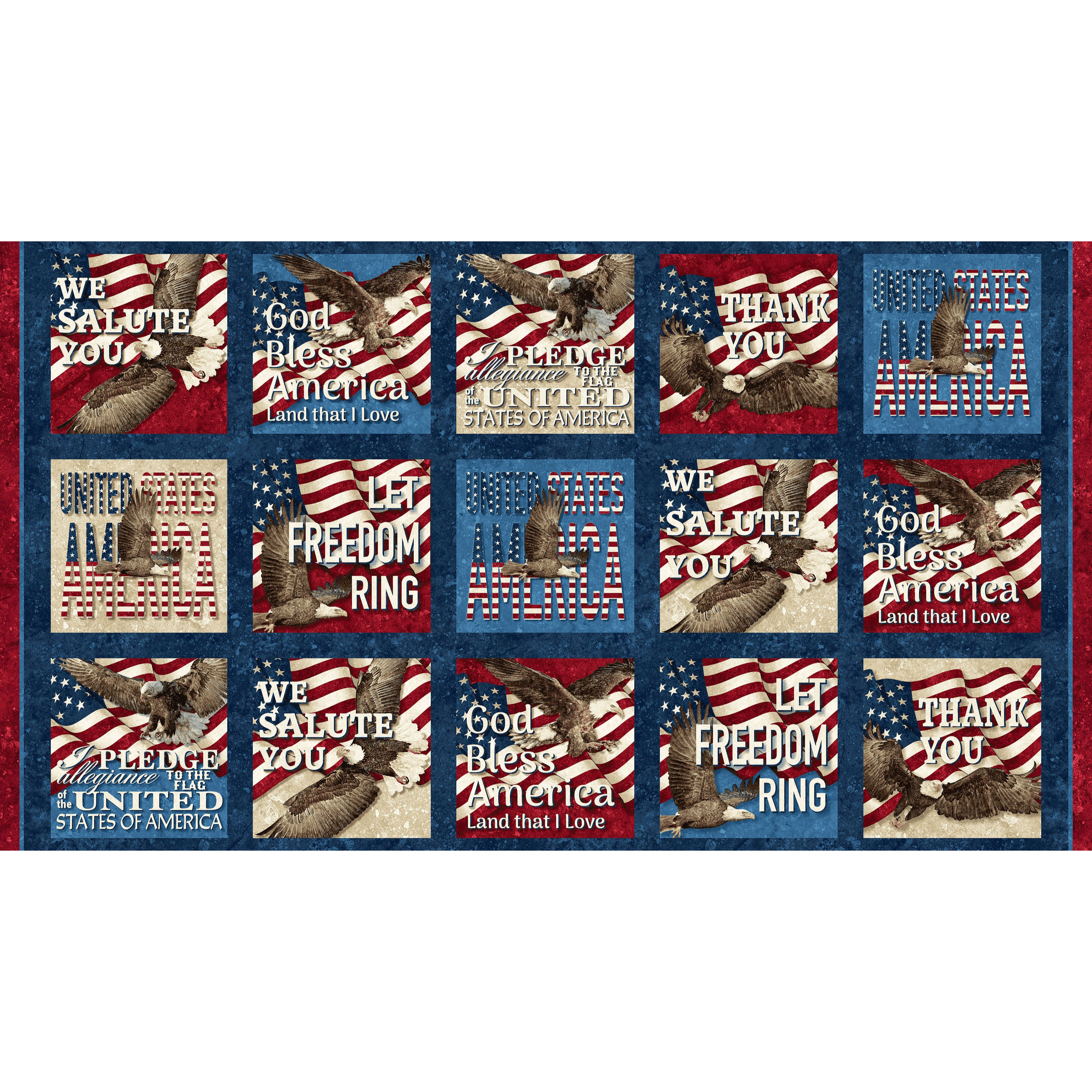 Stars and Stripes 12 Stonehenge Navy Multi Blocks Panel 24"-Northcott Fabrics-My Favorite Quilt Store