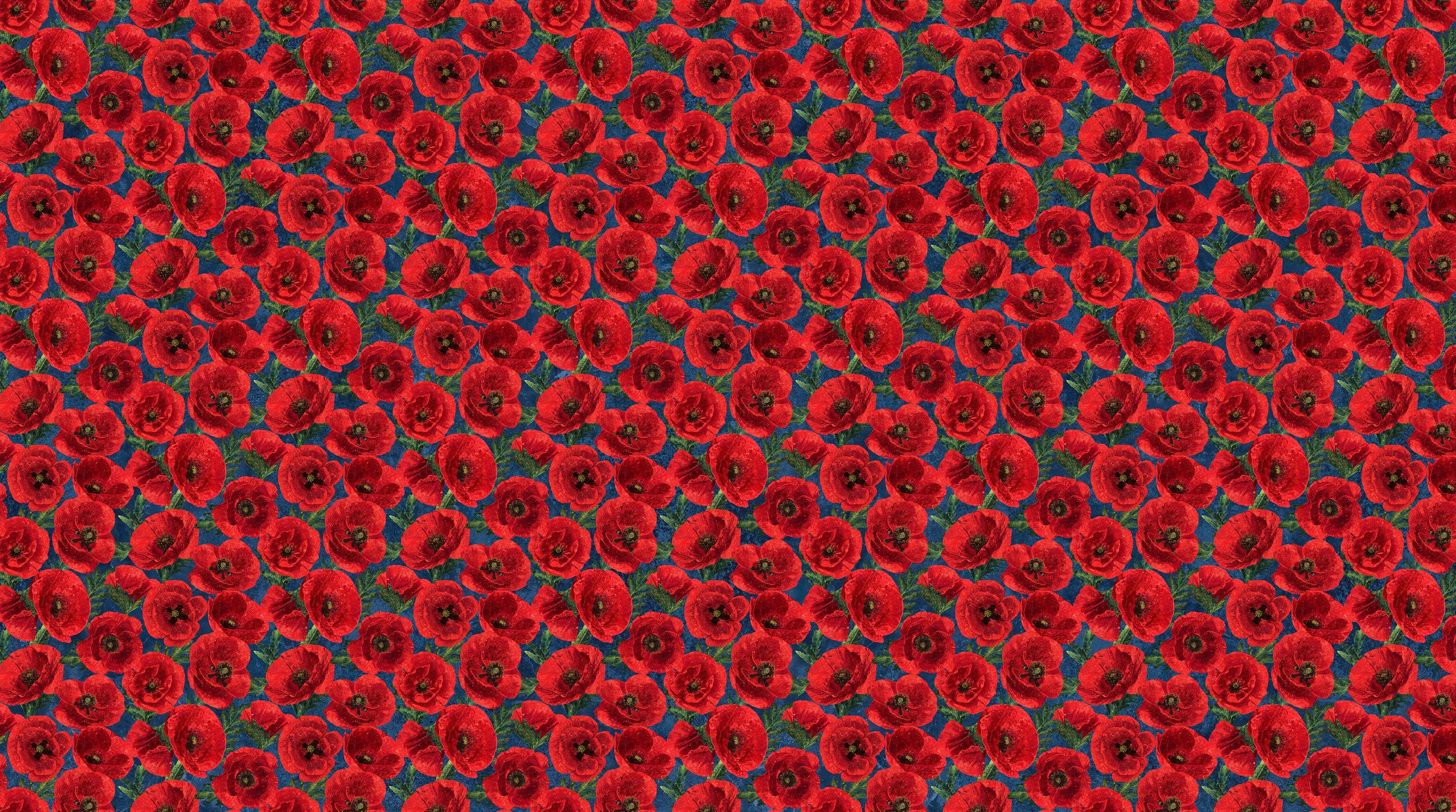 Stars and Stripes 12 Stonehenge Navy Multi Poppies Fabric-Northcott Fabrics-My Favorite Quilt Store