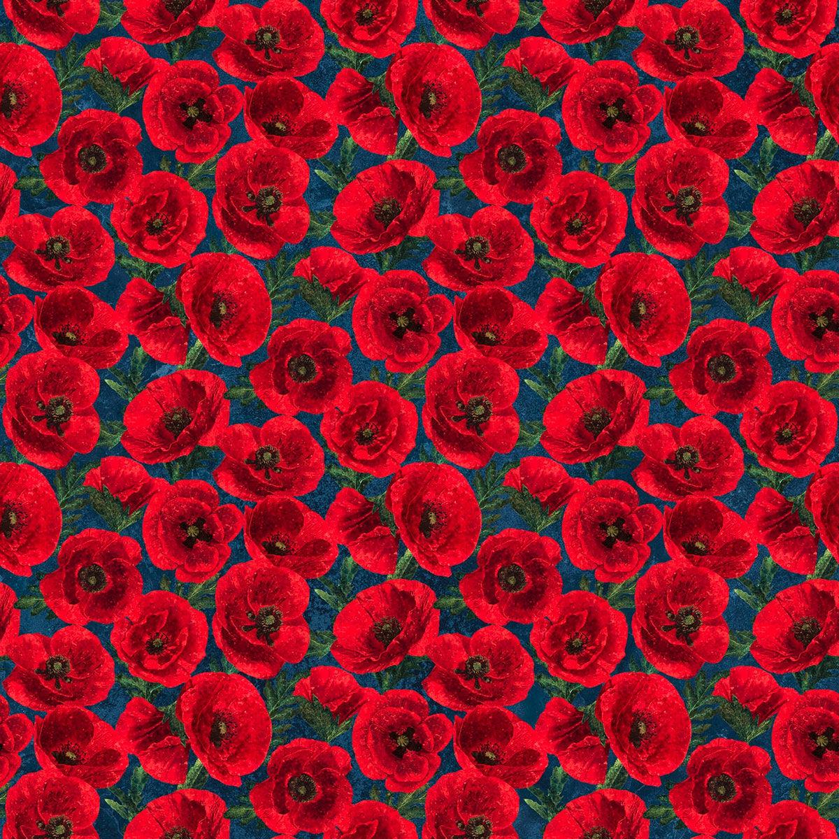 Stars and Stripes 12 Stonehenge Navy Multi Poppies Fabric