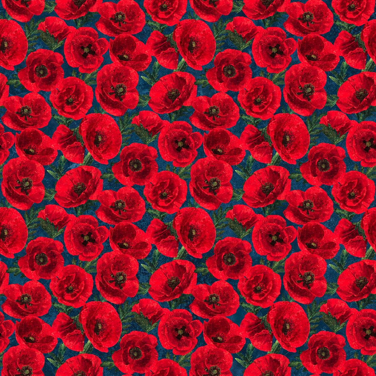 Stars and Stripes 12 Stonehenge Navy Multi Poppies Fabric-Northcott Fabrics-My Favorite Quilt Store