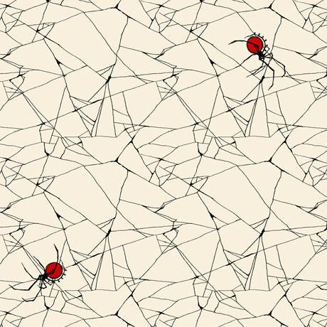 Steampunk Halloween Cream Spiderweb Fabric