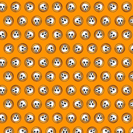 Steampunk Halloween Orange Skulls Fabric-QT Fabrics-My Favorite Quilt Store