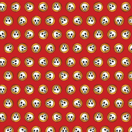 Steampunk Halloween Red Skulls Fabric