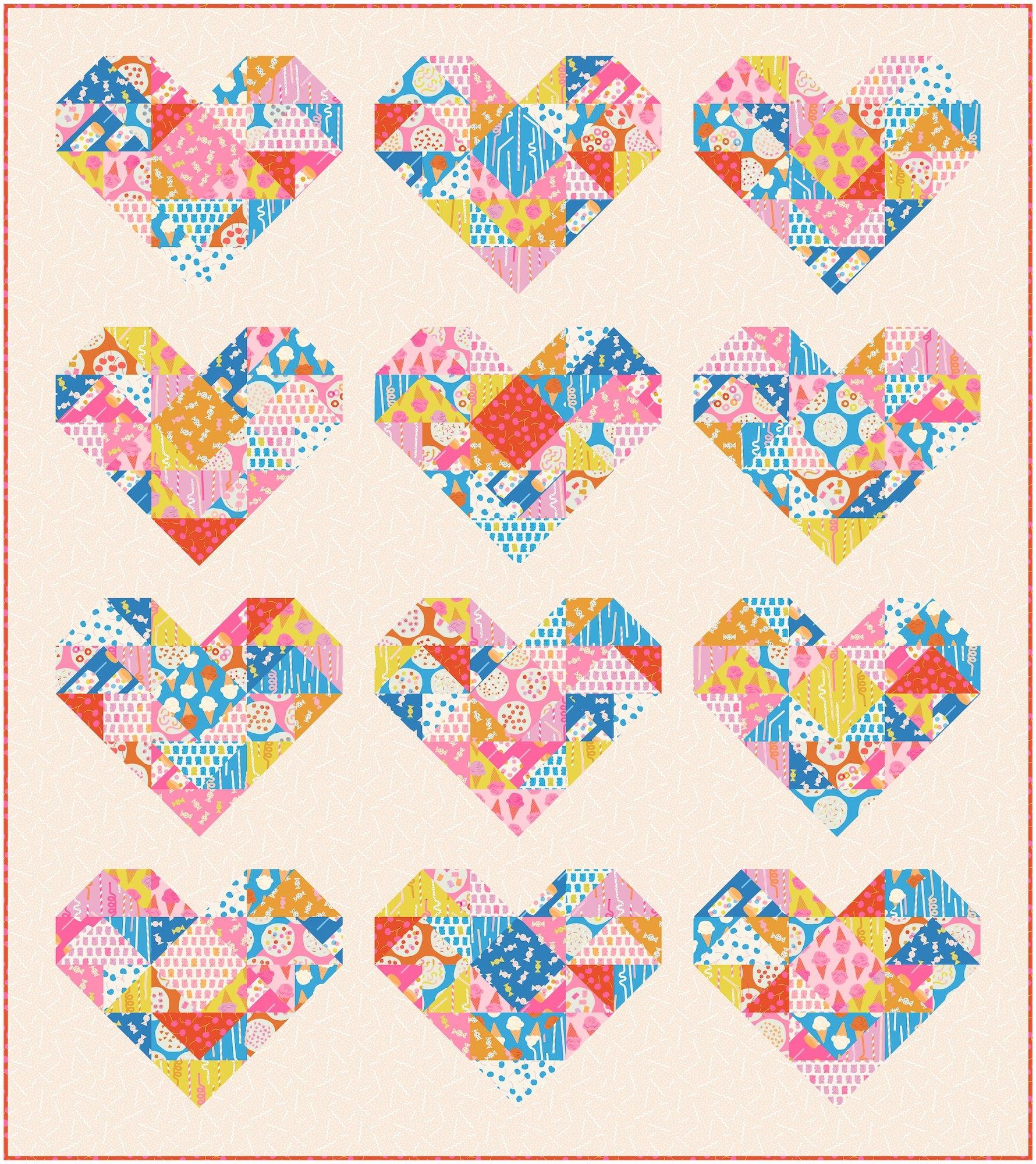 Sugar Cone Heart Bits Quilt Kit-Moda Fabrics-My Favorite Quilt Store
