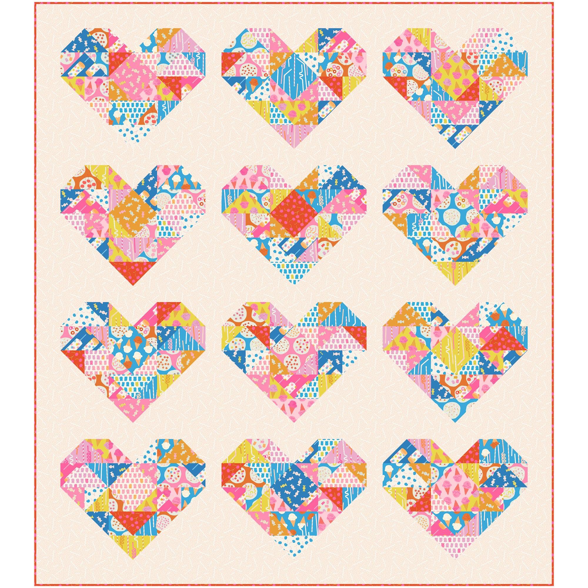 Sugar Cone Heart Bits Quilt Kit-Moda Fabrics-My Favorite Quilt Store