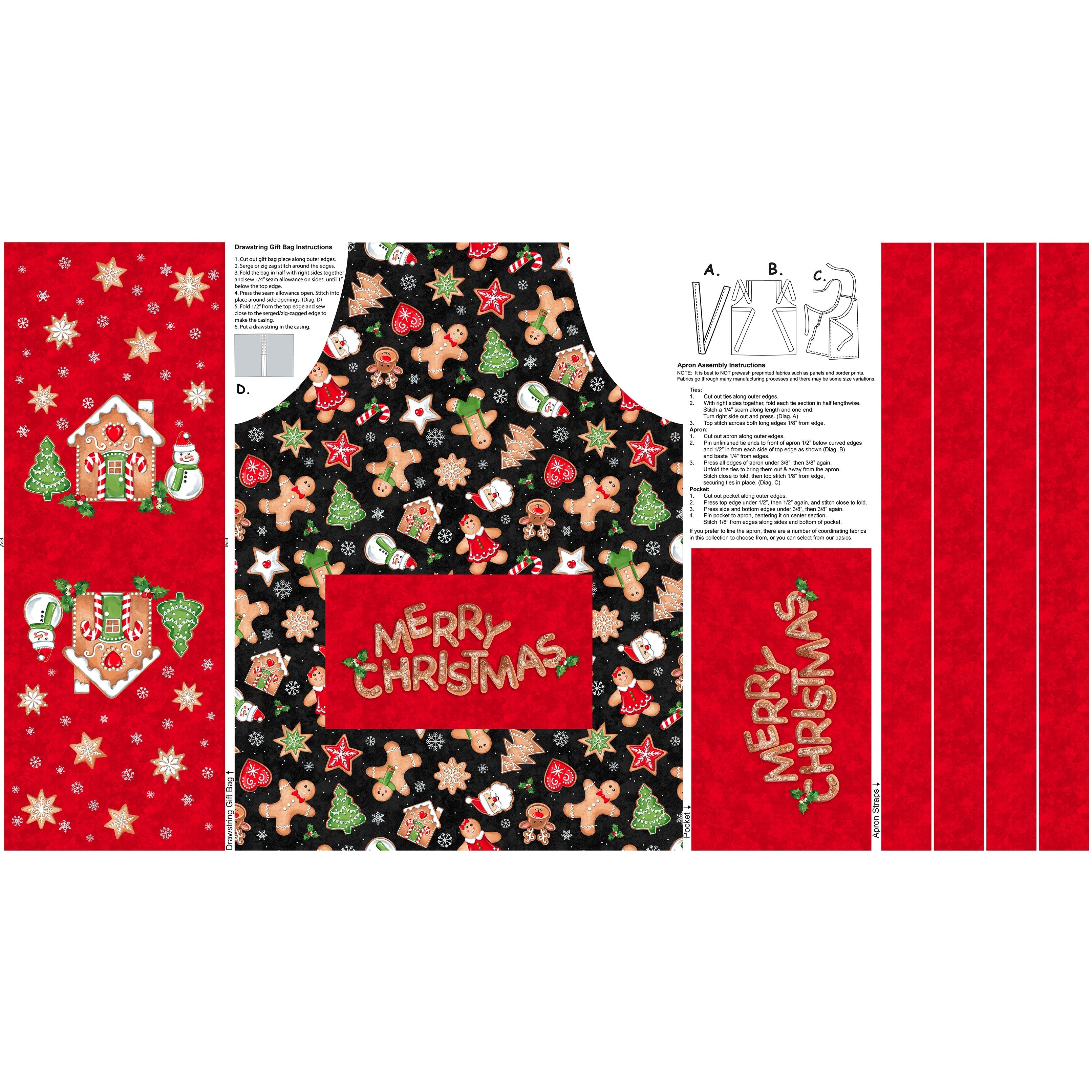 Sugarcoated Red Children's Apron Panel 24"