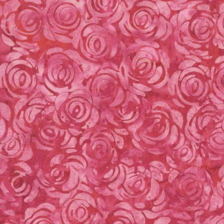 Summer Days Pink Rosebush Batik Fabric