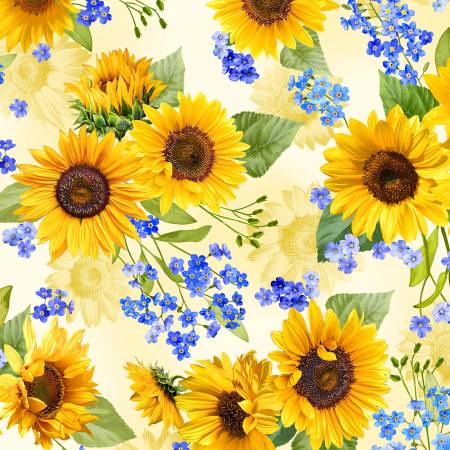 Summer Sunflowers Sun Yellow Sunflower Blooms Fabric-Michael Miller Fabrics-My Favorite Quilt Store