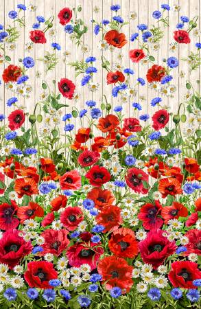 Summer Wildflowers Cream Wildflower Border Stripe Fabric-Michael Miller Fabrics-My Favorite Quilt Store