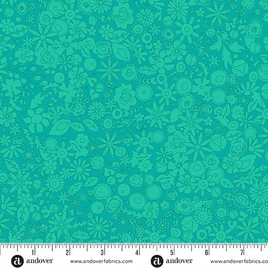 Sun Print 2024 Teal Woodland Fabric-Andover-My Favorite Quilt Store