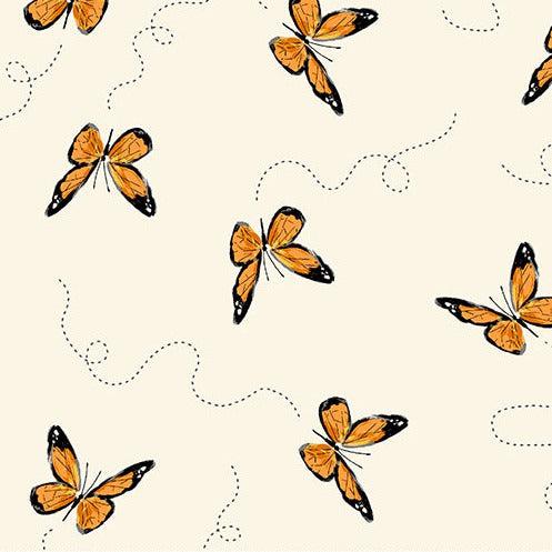 Sunflower Meadow White Butterflies Fabric-Andover-My Favorite Quilt Store