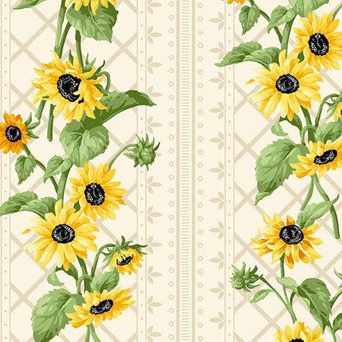 Sunflower Meadow White Stripe Fabric