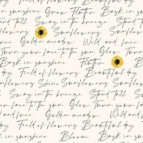 Sunflower Meadow White Writing Fabric