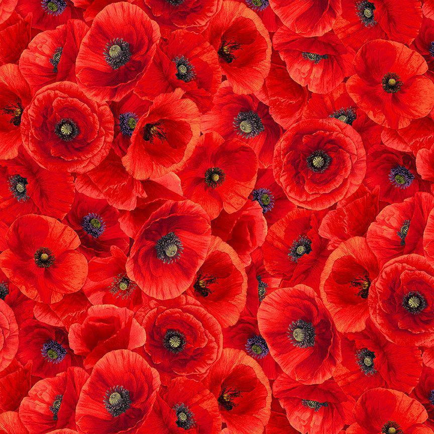 Sunset Poppies Red Packed Poppies Fabric by Chong-a Hwang - Timeless  Treasures