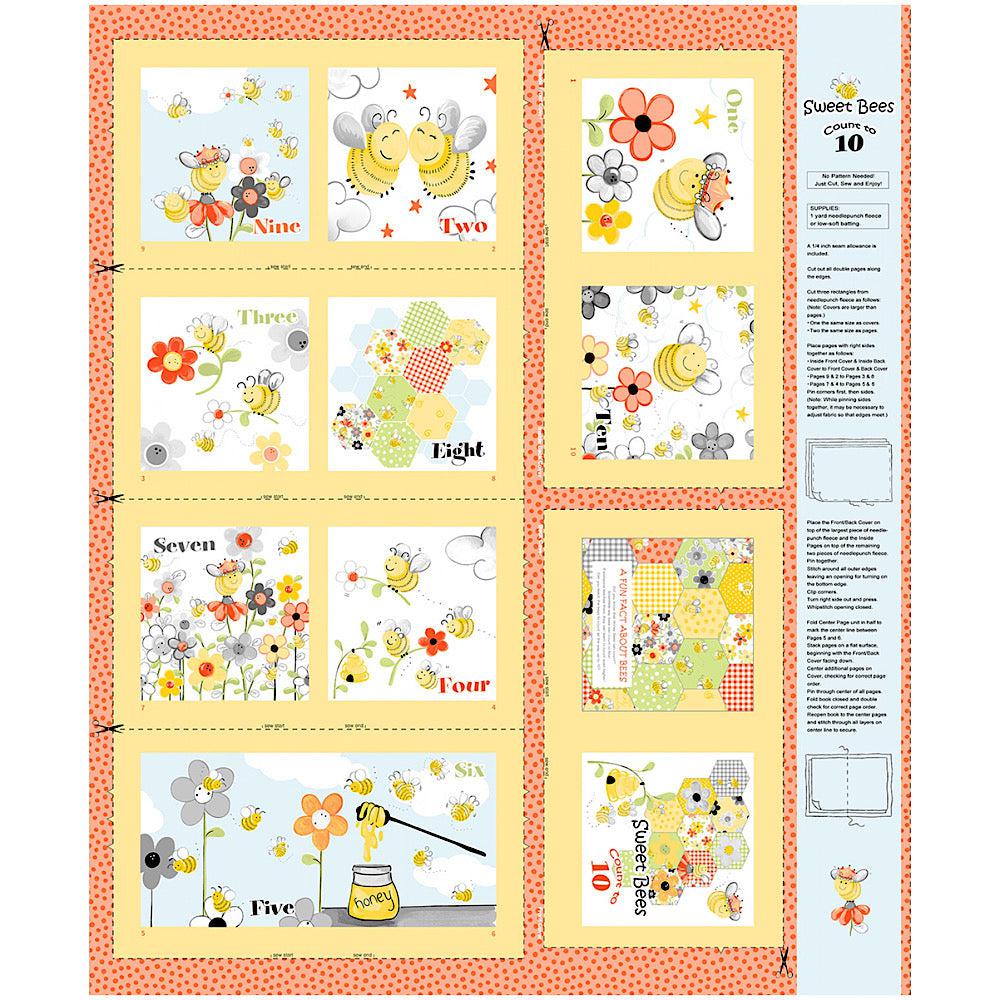 Sweet Bees Yellow 36" Storybook Panel-Susybee-My Favorite Quilt Store