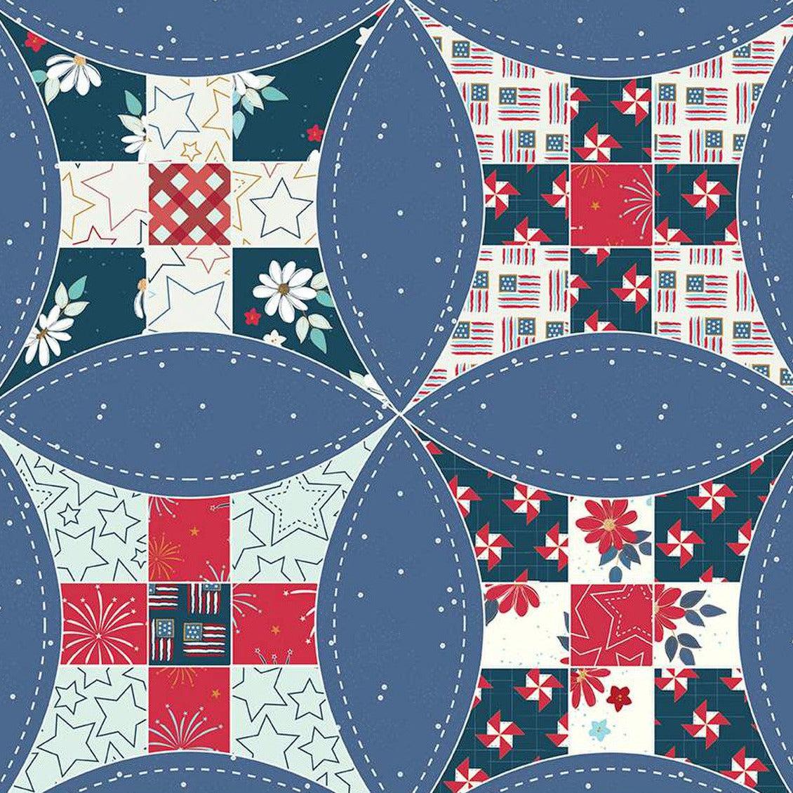 Sweet Freedom Denim Cheater 108" Wide Back Fabric-Riley Blake Fabrics-My Favorite Quilt Store